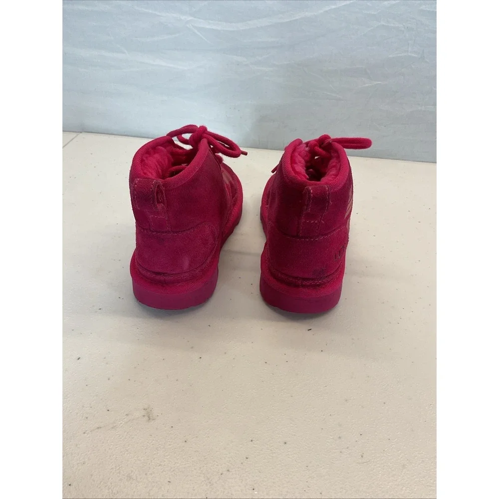 Ugg Australia Kids Hot‎ Pink Neumel II Lace Up  Boots Shoes Sz 13 Girls Logo